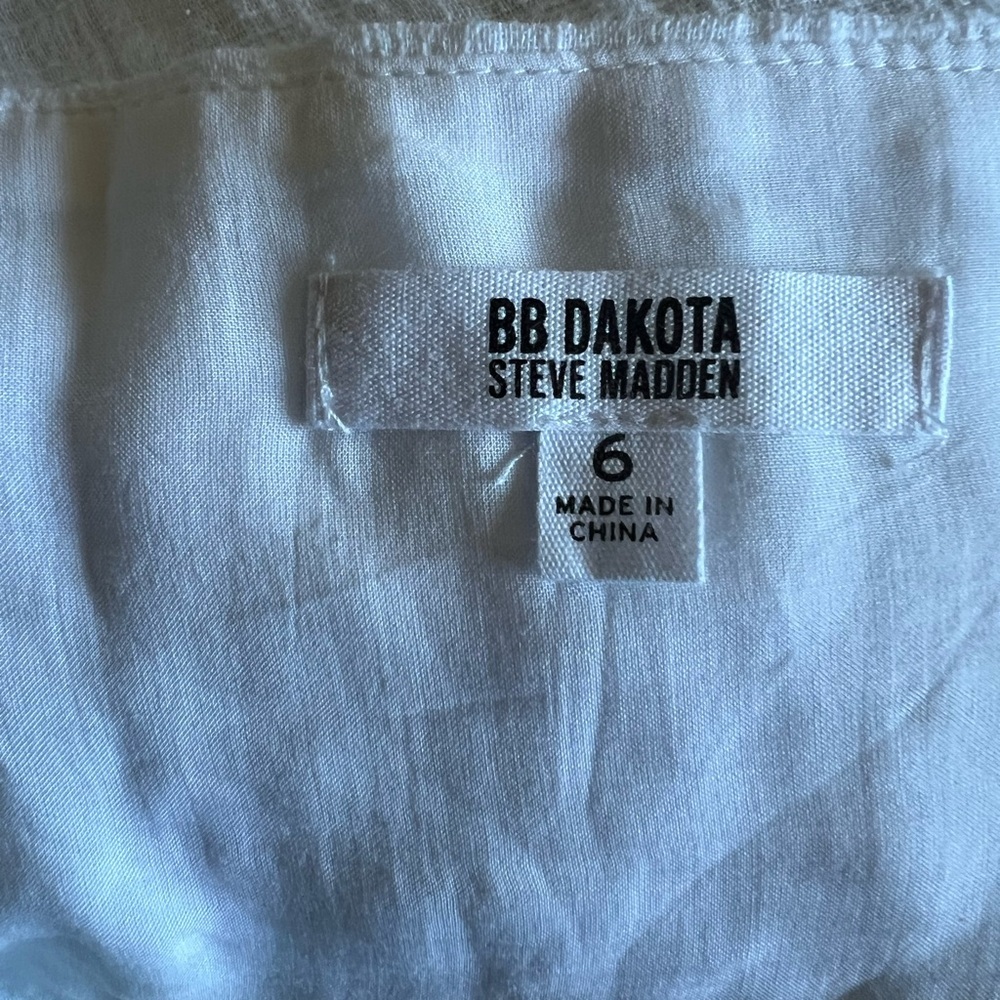 BB Dakota White Midi Dress with Slit - Picture 3 of 8